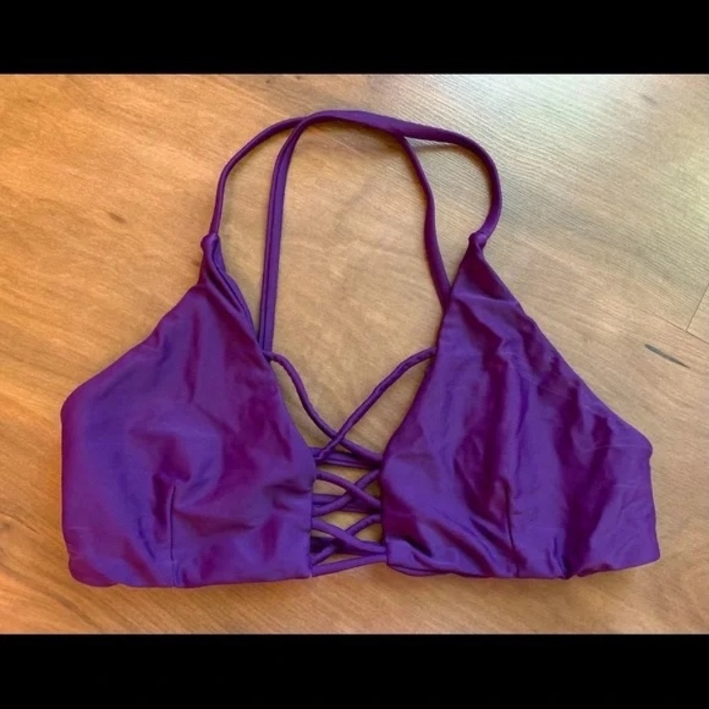 Purple strappy bikini top